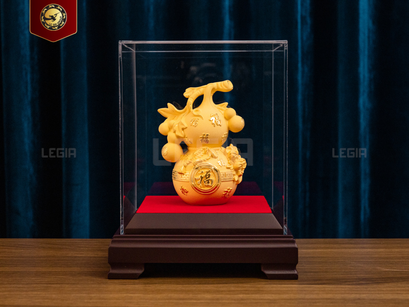 Hồ Lô Phúc Lộc Vượng Cát - Mạ Vàng Cát - 9x7x13 cm thumbnail