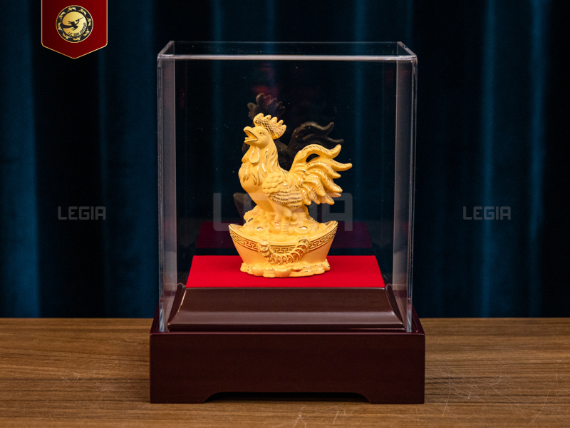 Tượng Gà hũ tiền - Mạ Vàng - 16,5x13x10cm thumbnail