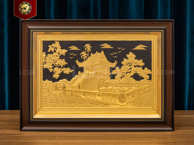 Tranh Chùa Một Cột - Đồng Dát Vàng - 54x39cm thumbnail