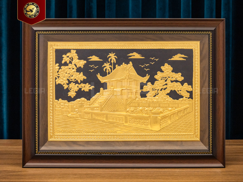 Tranh Chùa Một Cột - Đồng dát vàng - 56 x 41cm thumbnail