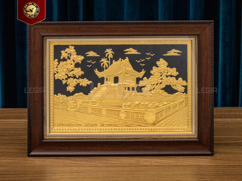 Tranh Chùa Một Cột - Đồng dát vàng - 36 x 26cm thumbnail
