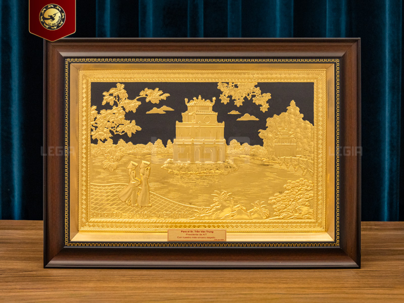 Tranh Hồ Gươm - Đồng Dát Vàng - 54x39cm thumbnail