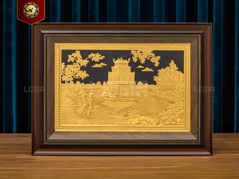 Tranh Hồ Gươm - Đồng dát vàng - 56x41cm thumbnail