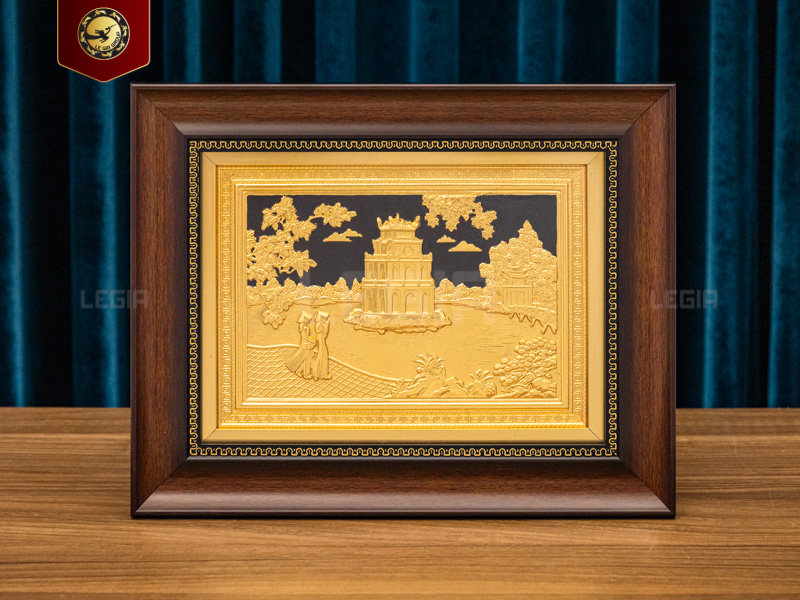 Tranh Hồ Gươm - Đồng Dát Vàng - 35 x 28 cm thumbnail